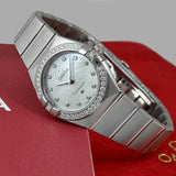Omega Constellation Manhattan Quartz Diamonds Mother of Pearl Dial Silver Steel Strap Watch for Women - 131.15.25.60.55.001 Authentic Buy Shop Now