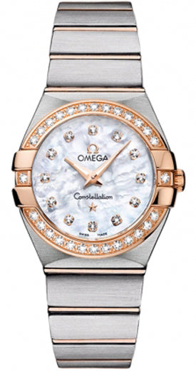 Omega Constellation Diamonds Mother of Pearl Dial Two Tone Steel Strap Watch for Women - 123.25.27.60.55.006 Authentic Buy Shop Now