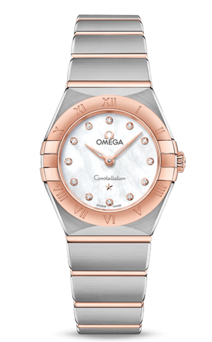 Omega Constellation Manhattan Quartz Diamonds Mother of Pearl Dial Two Tone Steel Strap Watch for Women - 131.20.25.60.55.001 Authentic Buy Shop Now