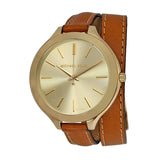 Michael Kors Runway Gold Dial Brown Leather Strap Watch For Women - MK2256 Authentic Buy Shop Now