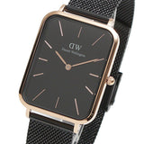 Daniel Wellington Quadro Pressed Ashfield Black Dial Black Mesh Strap Watch for Women - DW00100467 Authentic Buy Shop Now