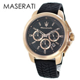 Maserati Successo 44mm Black Rose Gold Dial Black Rubber Strap Watch For Men - R8871621012 Authentic Buy Shop Now