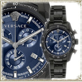 Versace V-Ray Chronograph Quartz Blue Dial Black Steel Strap Watch For Men - VE2I00521 Authentic Buy Shop Now