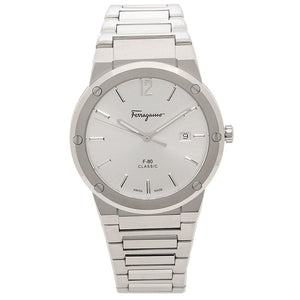 Salvatore Ferragamo F-80 Classic Silver Dial Silver Steel Strap Watch for Men - SFDT02223 Authentic Buy Shop Now