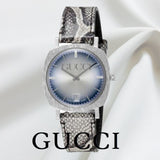 Gucci Grip Vintage Blue Dial Snakeskin Brown Leather Strap Watch for Women - YA152401 Authentic Buy Shop Now