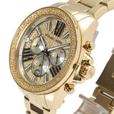 Michael Kors Wren Chronograph Crystal Pave Gold Dial Gold Steel Strap Watch for Women - MK6095 Authentic Buy Shop Now