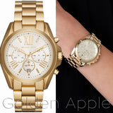 Michael Kors Bradshaw Chronograph White Dial Gold Steel Strap Watch For Women - MK6266 Authentic Buy Shop Now
