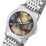 Gucci G Timeless Diamonds Mother of Pearl Black Dial Silver Mesh Bracelet Watch For Women - YA126507 Authentic Buy Shop Now
