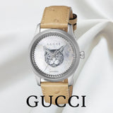 Gucci G Timeless Automatic Mother of Pearl Dial Brown Leather Strap Watch For Women - YA1264112 Authentic Buy Shop Now
