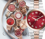 Michael Kors Channing Quartz Red Dial Two Tone Steel Strap Watch For Women - MK6114 Authentic Buy Shop Now