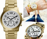 Michael Kors Cooper Chronograph White Dial Gold Steel Strap Watch For Women - MK5916 Authentic Buy Shop Now