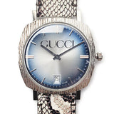 Gucci Grip Vintage Blue Dial Snakeskin Brown Leather Strap Watch for Women - YA152401 Authentic Buy Shop Now