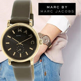 Marc Jacobs Baker Olive Dial Olive Leather Strap Watch for Women - MBM1330 Authentic Buy Shop Now