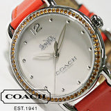 Coach Delancey White Dial Orange Leather Strap Watch for Women - 14502880 Authentic Buy Shop Now