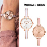 Michael Kors Jaryn Analog Gold Dial Pink Steel Strap Watch For Women - MK4343 Authentic Buy Shop Now