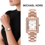 Michael Kors Emery Three-Hand Crystals Silver Dial Rose Gold Steel Strap Watch for Women - MK4641 Authentic Buy Shop Now