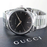 Gucci G Timeless Black Dial Silver Steel Strap Unisex Watch - YA126457 Authentic Buy Shop Now