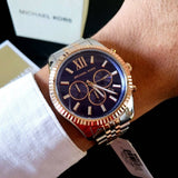 Michael Kors Lexington Blue Dial Two Tone Steel Strap Watch for Men - MK8412 Authentic Buy Shop Now