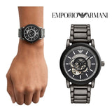 Emporio Armani Meccanico Automatic Black Dial Black Steel Strap Watch For Men - AR60010 Authentic Buy Shop Now