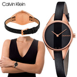 Calvin Klein Rebel Black Dial Black Leather Strap Watch for Women - K8P236C1 Authentic Buy Shop Now