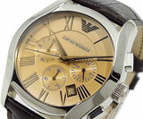 Emporio Armani Valente Chronograph Amber Dial Brown Leather Strap Watch For Men - AR1634 Authentic Buy Shop Now