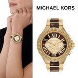 Michael Kors Camille Chronograph Brown Dial Two Tone Steel Strap Watch For Women - MK7269 Authentic Buy Shop Now