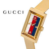 Gucci G-Frame Mother of Pearl Dial Yellow Gold Mesh Bracelet Watch For Women - YA147410 Authentic Buy Shop Now