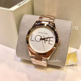 Michael Kors Slim Runway White Dial Rose Gold Steel Strap Watch For Women - MK3804 Authentic Buy Shop Now