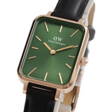 Daniel Wellington Quadro Pressed Melrose Emerald Green Dial Black Leather Strap Watch For Women - DW00100446 Authentic Buy Shop Now