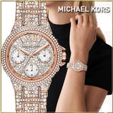 Michael Kors Camille Multifunction Crystals Rose Gold Dial Rose Gold Steel Strap Watch For Women - MK6997 Authentic Buy Shop Now