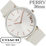 Coach Perry Silver DIal White Leather Strap Watch for Women - 14503116 Authentic Buy Shop Now