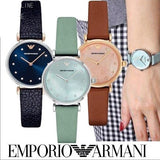 Emporio Armani Gianni T Bar Mother Of Pearl Blue Dial Blue Leather Strap Watch For Women - AR1959 Authentic Buy Shop Now