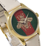 Gucci G Timeless Quartz Red & Green Dial Beige Leather Strap Watch For Women - YA1265009 Authentic Buy Shop Now