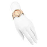 Michael Kors Lennox Three Hand Rose Gold Dial Rose Gold Mesh Strap Watch For Women - MK7336 Authentic Buy Shop Now