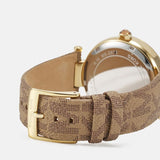 Michael Kors Parker Three Hand Gold Dial Brown Leather Strap Watch For Women - MK2973 Authentic Buy Shop Now