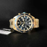 Hugo Boss Energy Chronograph Blue Dial Gold Steel Strap Watch For Men - 1513973 Authentic Buy Shop Now