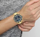 Hugo Boss Energy Chronograph Blue Dial Gold Steel Strap Watch For Men - 1513973 Authentic Buy Shop Now