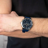 Tommy Hilfiger Luca Chronograph Blue Dial Blue Silicone Strap Watch For Men - 1710489 Authentic Buy Shop Now