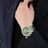 Emporio Armani Mario Chronograph Green Dial Silver Steel Strap Watch For Men - AR11454 Authentic Buy Shop Now