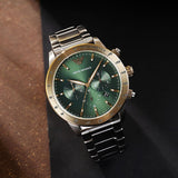 Emporio Armani Mario Chronograph Green Dial Silver Steel Strap Watch For Men - AR11454 Authentic Buy Shop Now