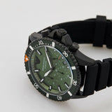 Emporio Armani Diver Chronograph Quartz Green Dial Black Silicon Strap Watch For Men - AR11463 Authentic Buy Shop Now