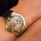 Guess Asteria Multifunction Gold Dial Black Rubber Strap Watch For Women - GW0620L2 Authentic Buy Shop Now