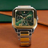 Guess Dress Chronograph Multifunction Green Dial Two Tone Steel Strap Watch For Men - GW0631G1 Authentic Buy Shop Now