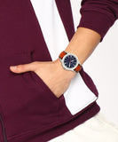Fossil Grant Chronograph Blue Dial Brown Leather Strap Watch for Men - FS5210 Authentic Buy Shop Now