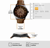 Fossil Townsman Automatic Black Dial Brown Leather Strap Watch for Men - ME3155 Authentic Buy Shop Now