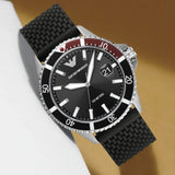Emporio Armani Diver Black Dial Black Silicon Strap Watch for Men - AR11341 Authentic Buy Shop Now