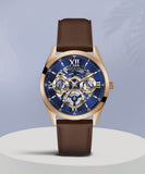 Guess Tailor Analog Blue Dial Brown Leather Strap Watch for Men - GW0389G3 Authentic Buy Shop Now