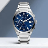 Fossil Everett Chronograph Blue Dial Silver Steel Strap Watch for Men - FS5795 Authentic Buy Shop Now