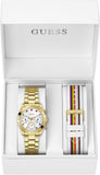Guess Exclusive Multi Color White Dial Gold Steel Strap Watch for Women - GW0457L1 Authentic Buy Shop Now