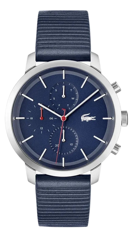Lacoste Replay Chronograph Blue Dial Blue Leather Strap Watch for Men - 2011176 Authentic Buy Shop Now